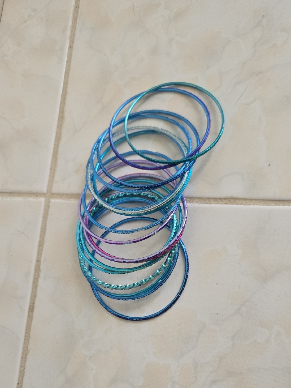 Set of Iridescent Blue Purple Stackable Bangles